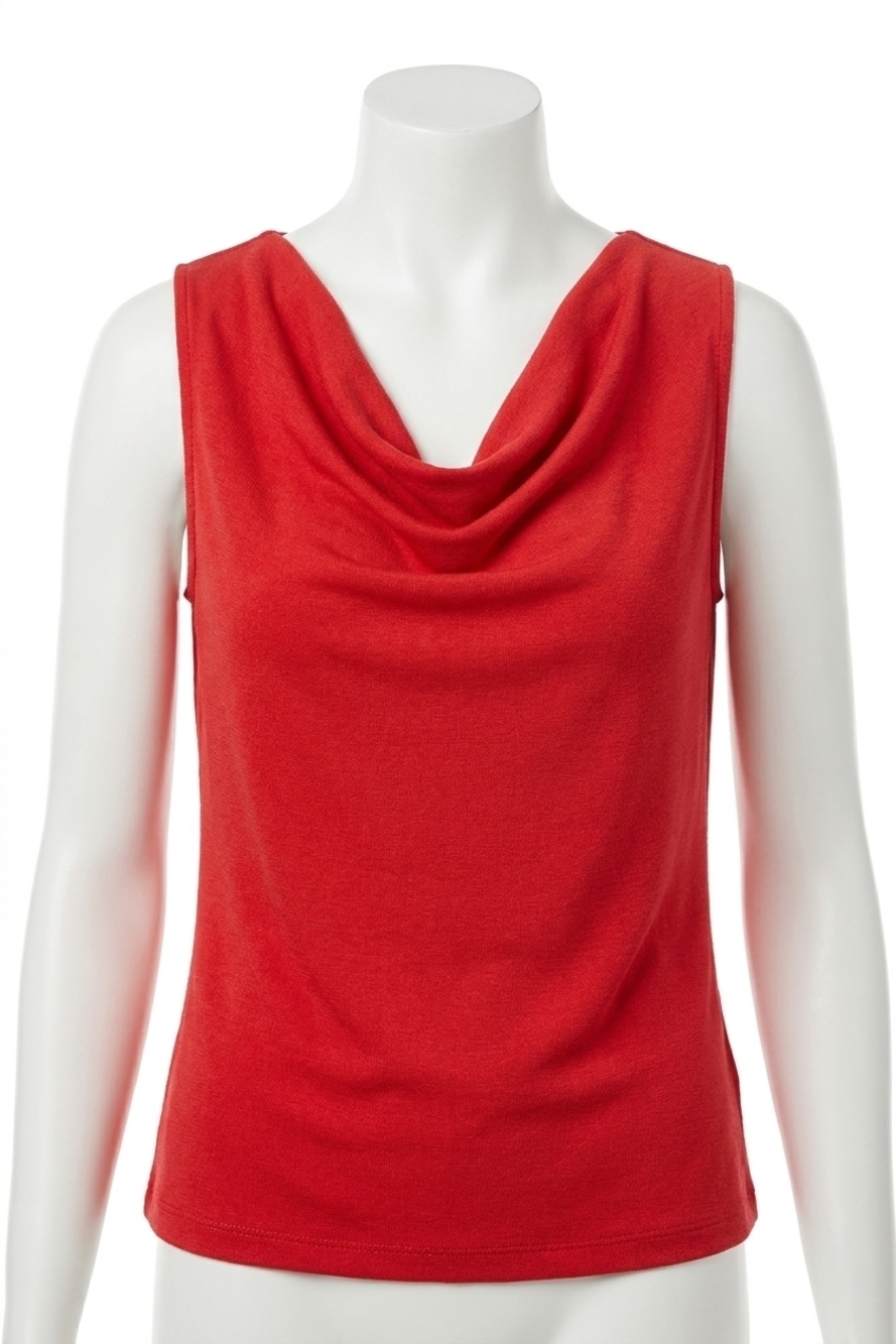 NEW PAPARAZZI rib knit cowl neck solid tank top in red